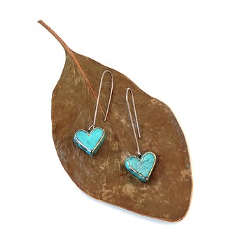 Heart Earrings Turquoise-jewellery-The Vault