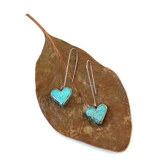 Heart Earrings Turquoise
