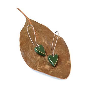 Heart Earrings Green-jewellery-The Vault