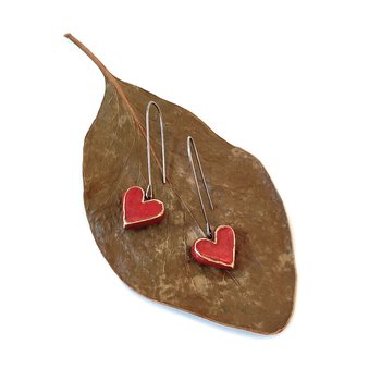 Heart Earrings Red-jewellery-The Vault