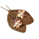 Large Flower Earrings Brass Patina Brown