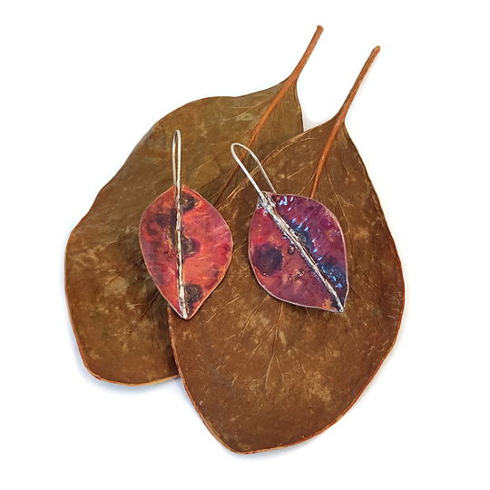 Autumn Leaf Earrings Brass Patina 