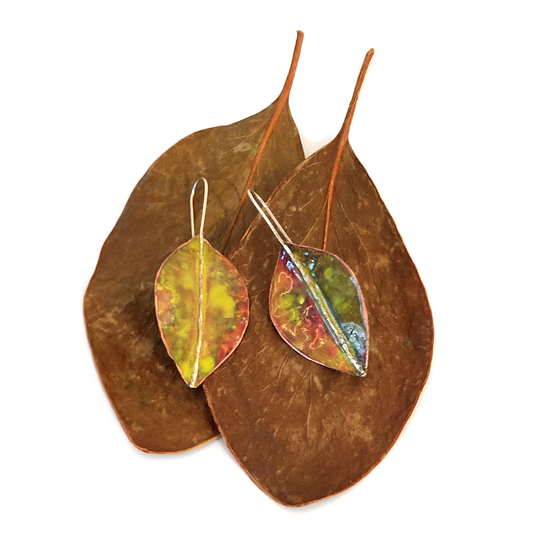 Autumn Leaf Earrings Brass Patina 