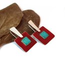 Double Square Earrings Brass Copper