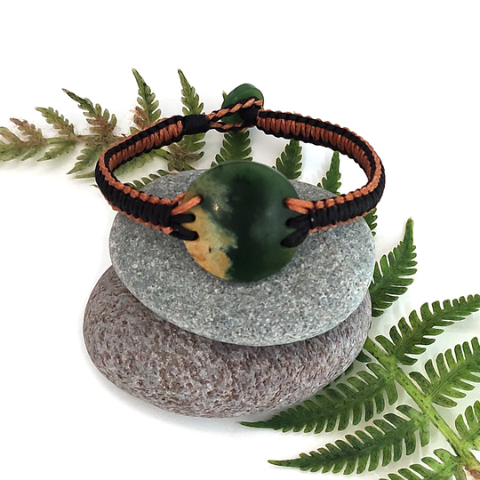 Pounamu Bracelet Disc Multi Black Cord