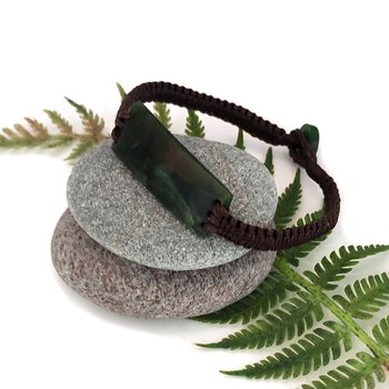 Pounamu Bracelet Dark  Brown Cord-jewellery-The Vault