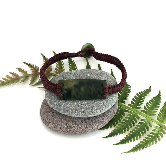 Pounamu Bracelet Brown Cord