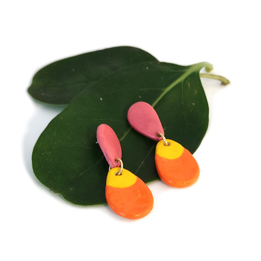 Drop of Love Earrings Pink Orange