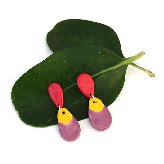Drop of Love Earrings Red Purple