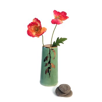 Medium Green Conical Vase-artists-and-brands-The Vault
