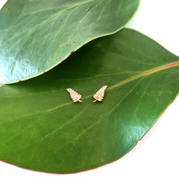 Fern Studs Gold Plate-jewellery-The Vault