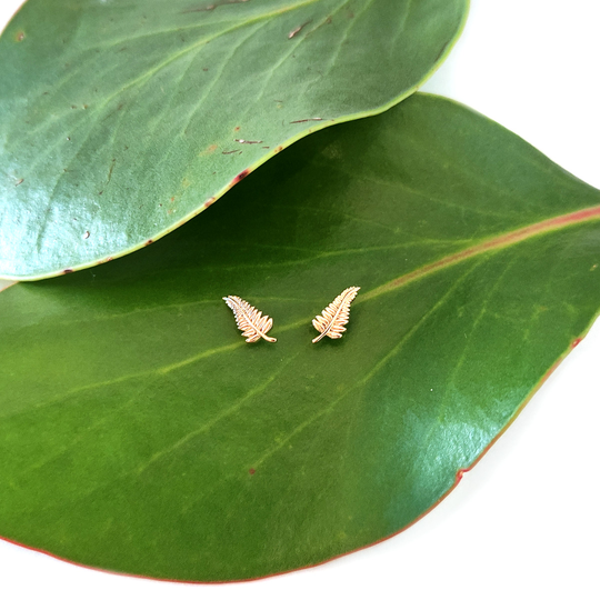 Fern Studs Gold Plate