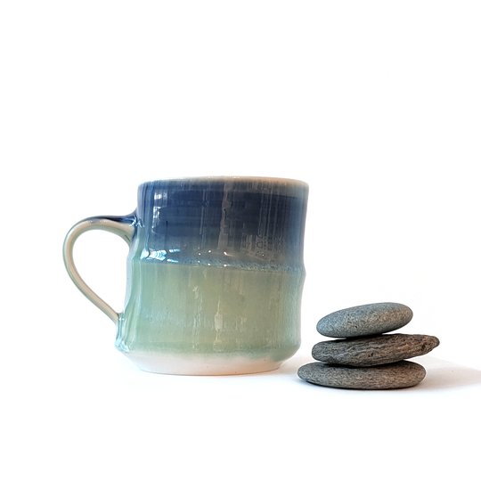 Single Fluted Cup Seafoam and Blue