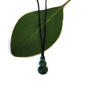 Pounamu Pendant Iti Taonga Double Pikorua-jewellery-The Vault