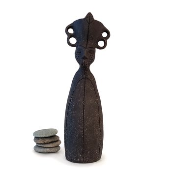Black Clay Figure Sculpture The Knowledge Keeper-artists-and-brands-The Vault