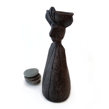 Black Clay Figure Sculpture The Knowledge Keeper-artists-and-brands-The Vault