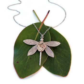 Victorian Dragonfly Pendant Silver-jewellery-The Vault