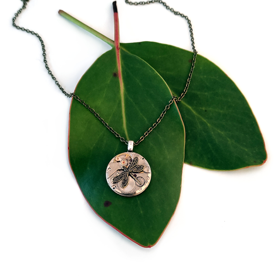 Small Steampunk Pendant Brass Dragonfly 