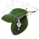 Ornate Teardrop Pendant with Freshwater Pear Silver