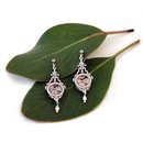 Ornate Teardrop Earrings with Freshwater Pearl Silver