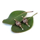 Ornate Teardrop Earrings with Freshwater Pearl Brass