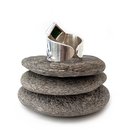 Square Facet Pounamu & Kowhai Cuff Ring