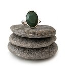 Facet Oval Pounamu Ring Silver