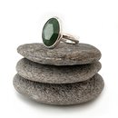 Facet Oval Pounamu Ring Silver