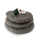 Square Facet Pounamu Ring Silver