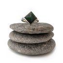 Square Facet Pounamu Ring Silver