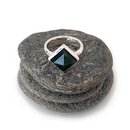 Square Facet Pounamu Ring Silver