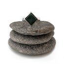 Square Facet Pounamu Ring Silver