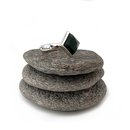 Square Facet Pounamu Ring Silver