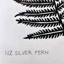 Silver Fern Linocut Print Black