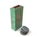 Large Green Luster Box Vase