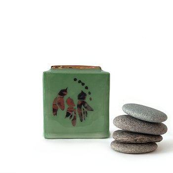 Medium Green Luster Box Vase-artists-and-brands-The Vault