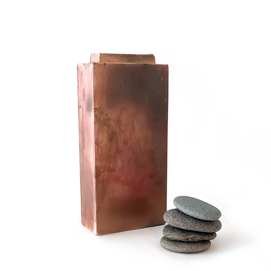 Pit Fired Rectanglar Box Vase