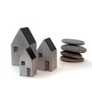 Set of 3 Concrete Houses Black