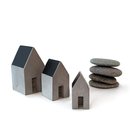 Set of 3 Concrete Houses Black