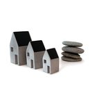 Set of 3 Concrete Houses Black