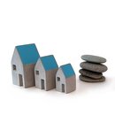 Set of 3 Concrete Houses Blue