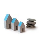 Set of 3 Concrete Houses Blue