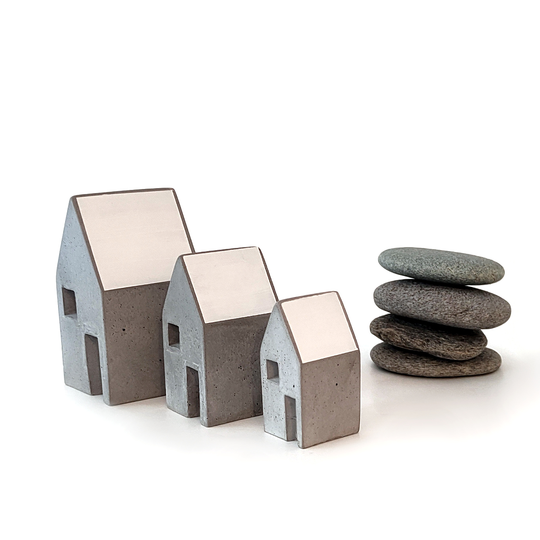 Set of 3 Concrete Houses White