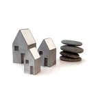 Set of 3 Concrete Houses White