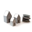 Set of 3 Concrete Houses White