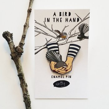 A Bird in the Hand Enamel Pin-jewellery-The Vault