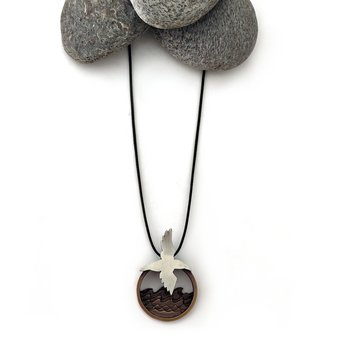 Seabird Diorama Pendant Bronze Silver-jewellery-The Vault