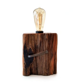 Reclaimed Jarrah Wharf Timber Cast Iron Nail Lamp-artists-and-brands-The Vault