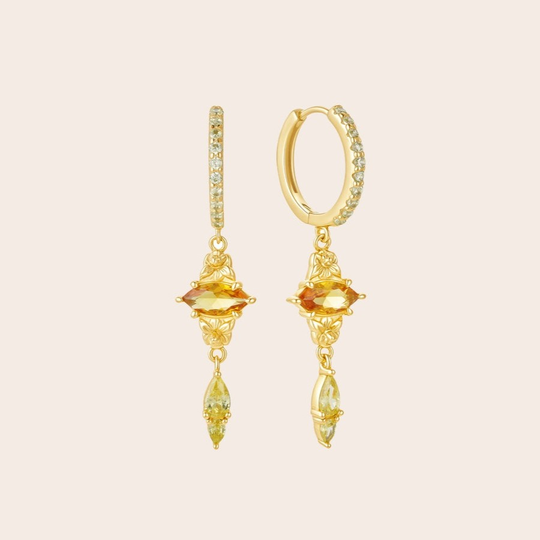 Golden Bloom Hoop Earrings Gold Plate