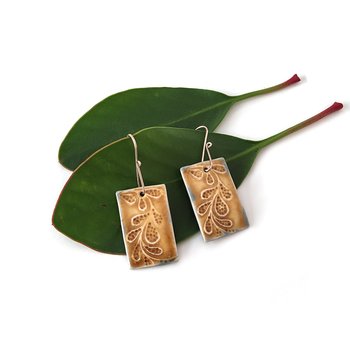 Porcelain Earrings Rectangle-jewellery-The Vault
